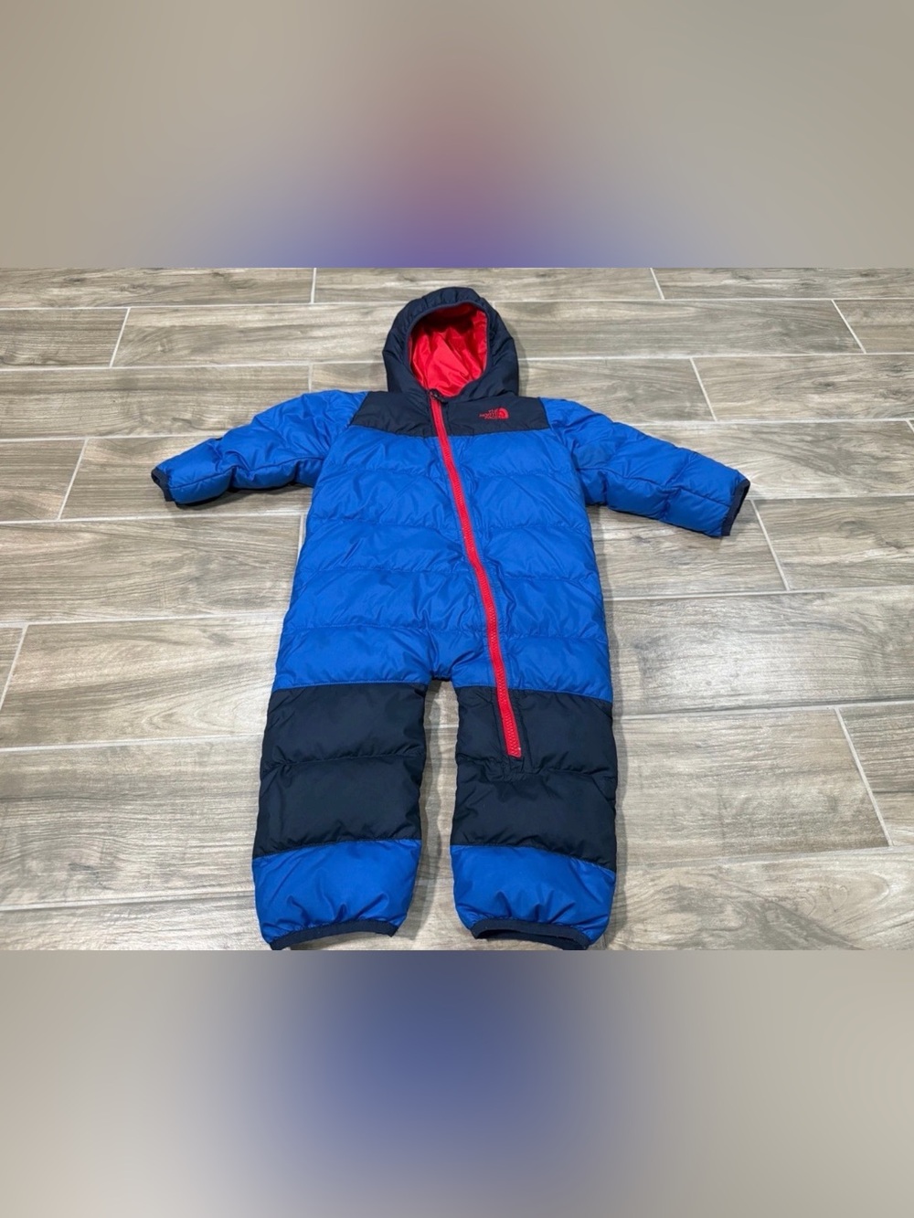 Infant North Face 550 Goose Down hooded snow suit 12-18 Months Boys Puff
